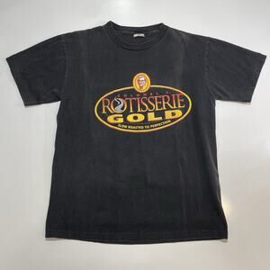 Vintage Colonel Sanders Shirt KFC Kentucky Fried Chicken Rotisserie Gold M 90s
